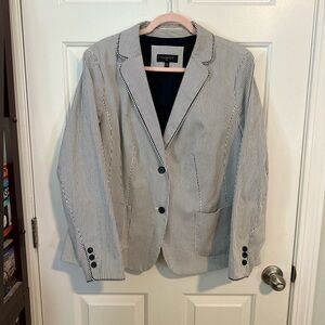 Talbots Navy and White Pinstripe Blazer